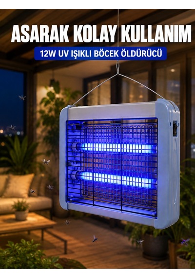Uv Işıklı Sinek Öldürücü Lamba 12w Çift Tüplü Elektrikli Böcek Öldürücü - Lisinya