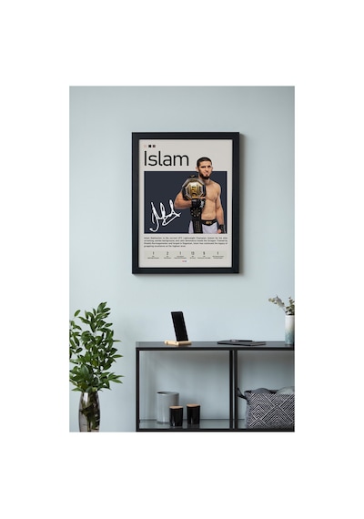 Islam Makhachev Ahşap Çerçeveli Poster Tablo Lightweight Champion Style Siyah