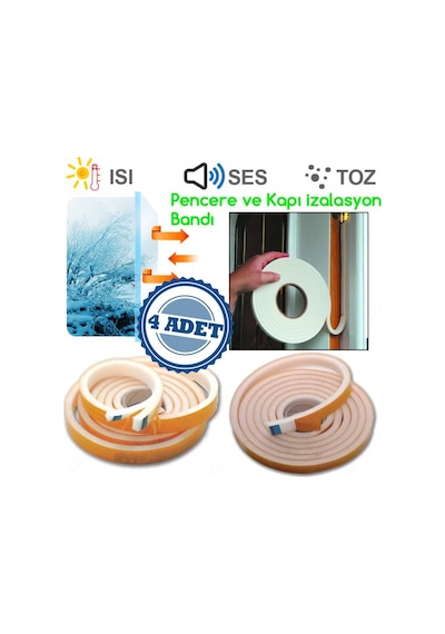 Kapı Pencere Bandı Izolasyon Süngeri Yapışkanlı 4-8 Paket Dh111