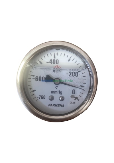63MM -760 MMhg 1/4" Arkadan Çıkış Gliserinli VakuMMetre Pakkens