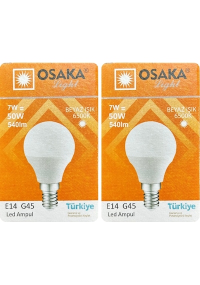 2 Adet Osaka 7w 50w Beyaz Işık E14 Duylu İnce Duy Led Mini Ampul