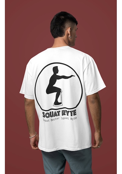 Squat Better Squat Ryte Sırt Baskılı Unisex Oversize Fitness Body Beyaz
