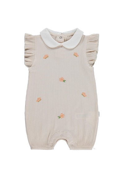 Civil Baby Çiçek Nakış 6-18 Ay Tulum - Bej