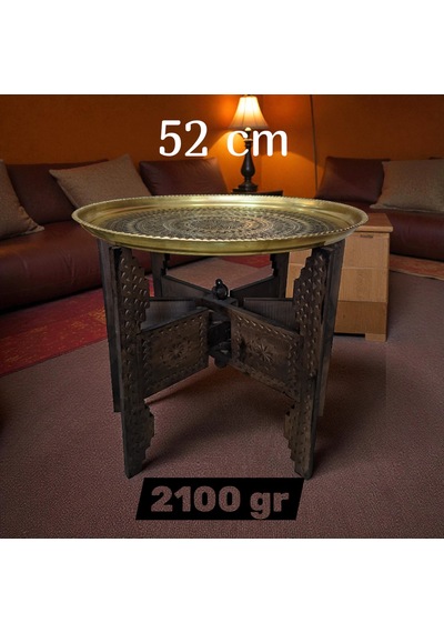 52 Cm El İşlemeli Otantik Desenli Kalın Urfa Pirinç Tepsi - Pirinç-tps453 Antik Bakır