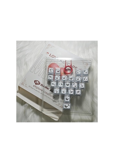 Leaven Kelebek Desenli Kare Tasarım Keycap Tuş Takımı Pbt - Rgb Uyumlu Işık Geçirgen - Beyaz