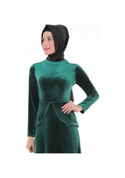 Nidya Moda Büyük Beden Elbise-4044Y Yeşil