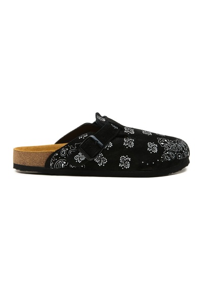 Comfortfusse Folk Capri - Erkek Ortopedik Deri Sabo Terlik Siyah Süet Deri