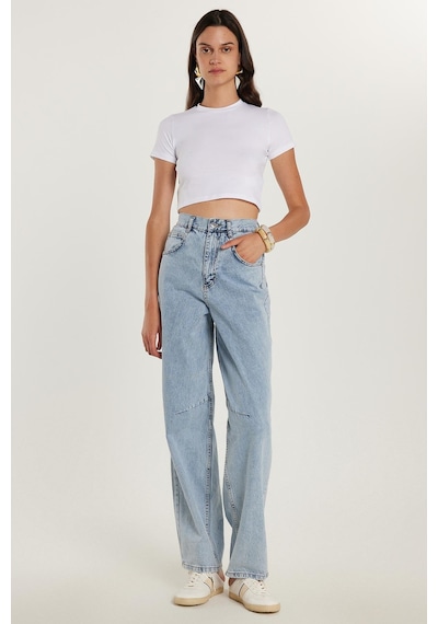 Tudors Kadın Regular Fit Tokalı Geniş Paça Baggy Mavi Jean Kot Pantolon-34699 Açık Mavi Tudors Kadın Regular Fit Tokalı Geniş Paça Baggy Mavi Jean Kot Pantolon-34699 Açık Mavi