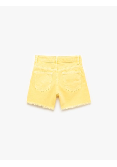 Koton Cep Detaylı Pamuklu Denim Şort Sarı 5skg40145ad Sarı