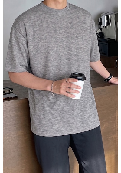 Genius Store Erkek Oversize Tişört Pamuk Kumaş Bisiklet Yaka Rahat Kalıp T-shirt Gri Melanj Genius Store Erkek Oversize Tişört Pamuk Kumaş Bisiklet Yaka Rahat Kalıp T-shirt Gri Melanj