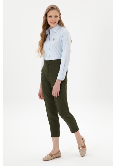 U.S. Polo Assn. Kadın Haki Carrot High Waist Fit Kanvas Pantolon 50318108-VR027