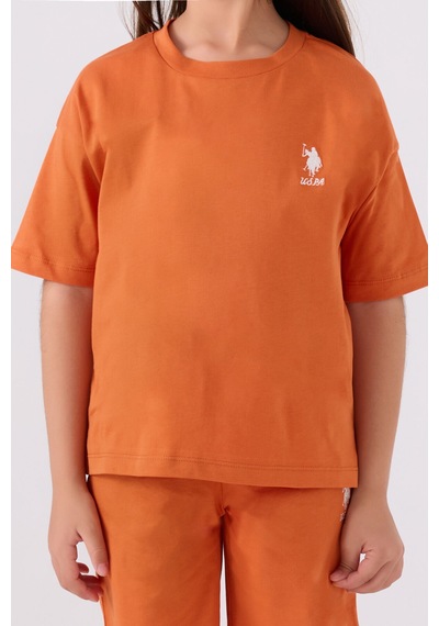 U.S. Polo Assn. U.s. Polo Assn Kız Çocuk Turuncu Bermuda Takım Us1848-c-v56 Turuncu