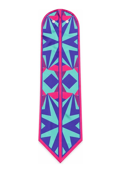 Tarzını Seç Seksenler Neon Ritim Geometrik Desenli Kravat / Eşarp / Fular 85x25cm Çok Renkli