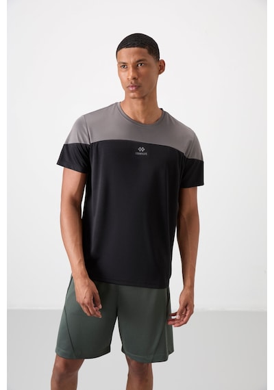 Tommy Life Siyah Polyester Nefes Alan Dokulu İnce Esnek Standart Fit Erkek Performans T-shirt - 88386 Siyah