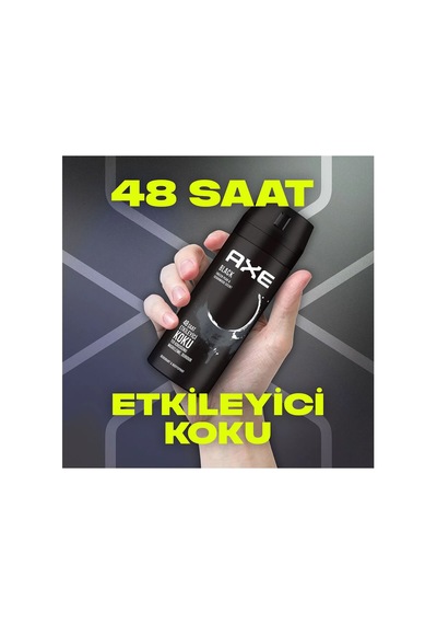 2 Adet Axe Erkek Deodorant & Bodyspray Black 48 Saat Etkileyici Koku Vücut Spreyi 150 Ml Deri