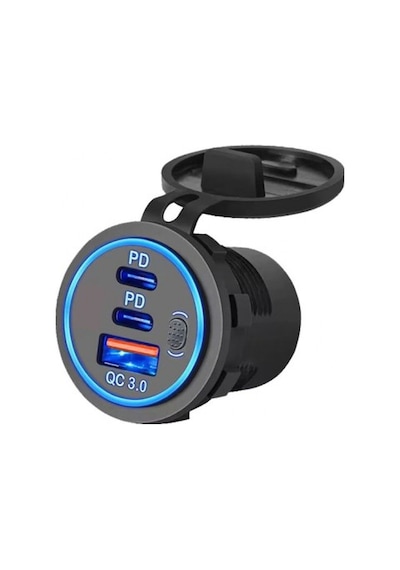 Usb Araç Tekne Şarj Soketi Pd3.0 Ve Qc3.0 Çift Usb-c Bağlantı Noktaları