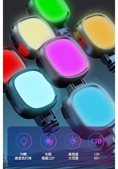 Şarjlı Rgb Led Selfie Video Kamera Işığı Tripod Uyumlu Ve Mandall