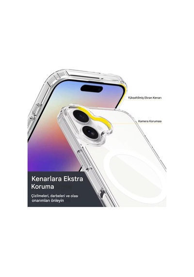 Apple iPhone 17 Uyumlu Şeffaf Magsafe Kılıf Safe Şeffaf