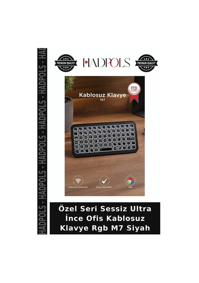 Özel Seri Sessiz Ultra İnce Ofis Kablosuz Klavye Rgb M7 Siyah
