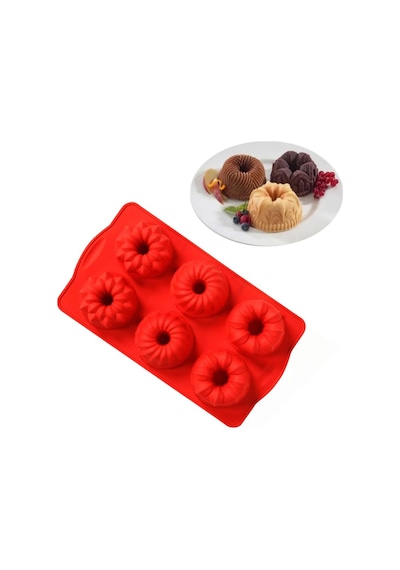 Ckm Silikon Muffin 3d Figürlü 6lı Kek Çörek Çikolata Kalıbı Silikon Muffin Kalıp Kırmızı Diğer