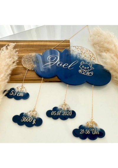Epoksi Bulut Baby Shower Kapı Süsü Kalıp Şeffaf