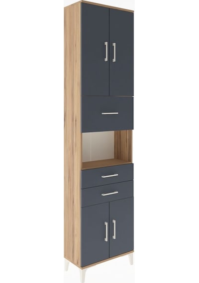 Arges Dolap 3 Raflı 3 Çekmeceli 4 Kapaklı 60x30x243 Çam-antrasit Atlas Çam