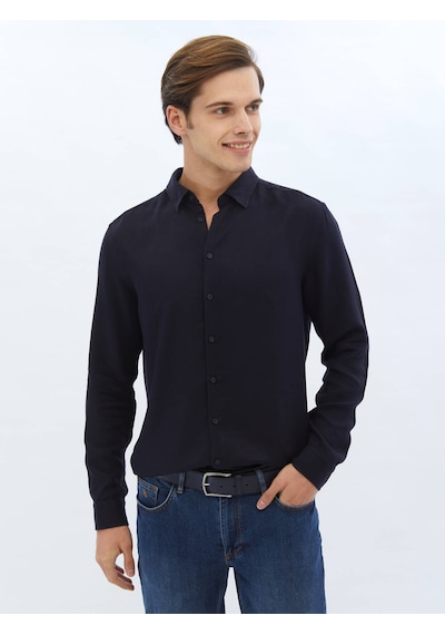 Kip Lacivert Fitilli Dokuma Casual Gömlek 4112002 Lacivert