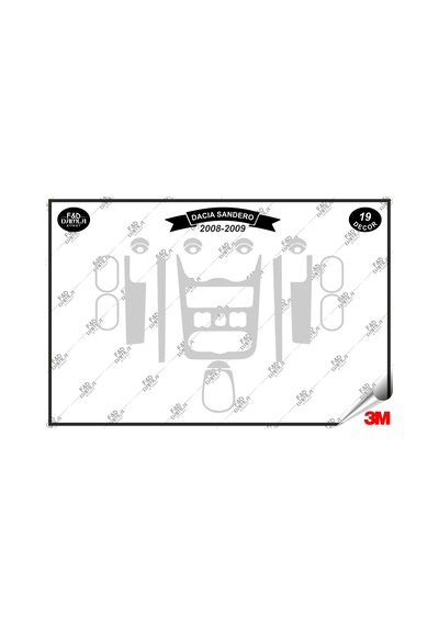 Dacia Sandero 2008-2009 Torpido Konsol Trim Göğüs Maun Kaplama Set 19 Parça Gümüş