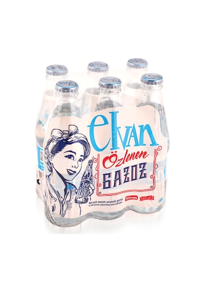 Elvan Gazoz  Karışık Meyve Aromalı 250 ml 6 lı Paket Cam Şişe