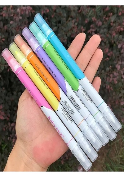 Silinebilir Fosforlu Kalem 6 Renk 1 Paket Mikro Silinebilir İşaretleme Kalemi Çift Başlı Pürüzsüz Yazma Ve Silme Çok Renkli