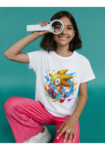 Alpşan Ticaret Tails Sonic Çocuk Tişört Sonic Unisex Yetişkin Tişört Sarı Sonic Tişört Beyaz