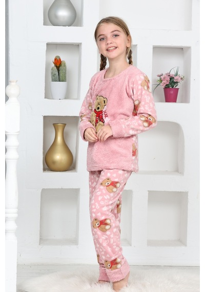 Kız Çocuk Welsoft Kumaş-göz Bantlı Ayıcık Baskılı Pijama Takımı 12293 Gül Kurusu Kız Çocuk Welsoft Kumaş-göz Bantlı Ayıcık Baskılı Pijama Takımı 12293 Gül Kurusu