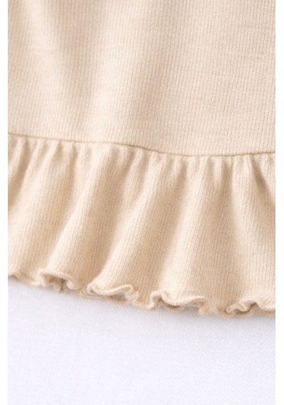 For My Baby Fitilli Kumaş 2 Li Kız Bebek Takım Şortlu Yazlık Bej