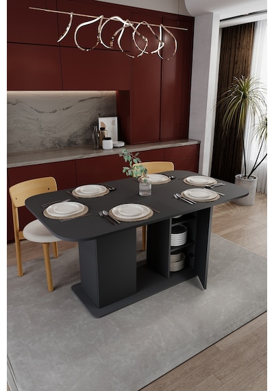 Modern Dolaplı 6 Kişilik Mutfak Yemek Masası %100 Mdf Mutfak Yemek Odası Masası Ym06 Antrasit Modern Dolaplı 6 Kişilik Mutfak Yemek Masası %100 Mdf Mutfak Yemek Odası Masası Ym06 Antrasit