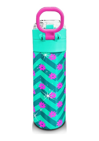 Coral High Kids Su Yeşili Pembe Flamingo Desenli Pipetli Ve Direkt İçim Çelik Termos 500 Ml 31820 Su Yeşili