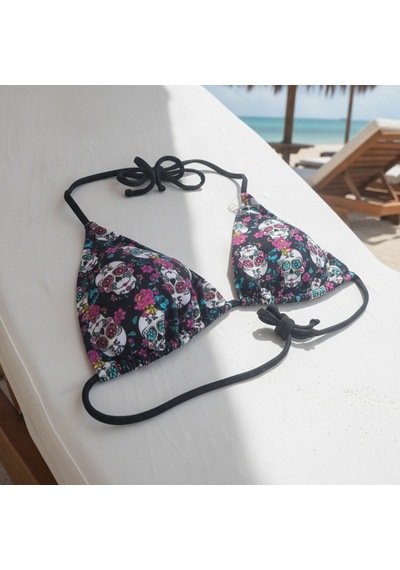 Bonbon Kadın Plaj Giyim Siyah Renk Desenli Bikini Üst Bb2573