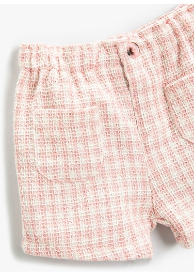 Koton Ekoseli Cep Detaylı Şort Pembe Ekose 2smg40038aw Pembe