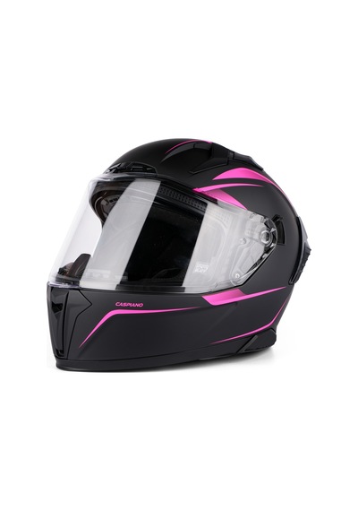 Caspiano Homer Full-face Led Işıklı Matt Black / Pink Motosiklet Kaskı Ece-r 22.06 Sertifikalı Pembe