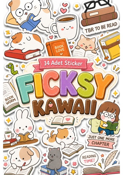 Kawaii Stili Sevimli Hayvanlar Kitap Tutkunu Temalı Sticker Seti - 14 Adet Etiket Çıkartma Diğer
