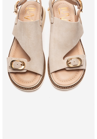 Luvishoes Cruel Bej Süet Hakiki Deri Kadın Sandalet