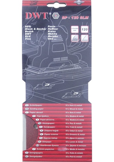 DWT SP-40SLM Dikdörtgen Delikli Zımpara Kağıdı 115x280mm 40 Kum