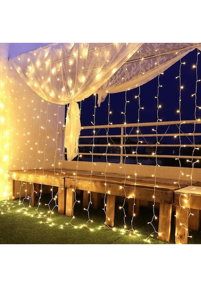Technojet 2.5 X 2.5 Metre 8 Fonksiyonlu Perde Led 12 Saçaklı 180 Ledli Kablolu Fişli Eklenebilir