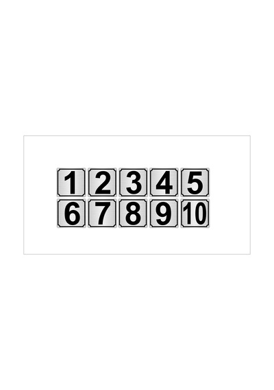 Metal Kapı,masa,dolap Numarası 15cmx15cm 10 Adet (1…10) Gümüş Renk Metal