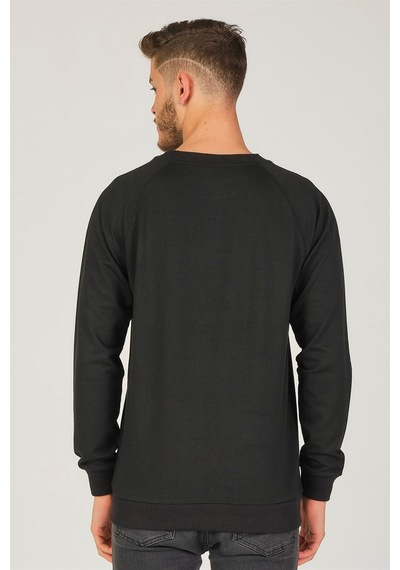 V4003 Dewberry Reglan Kol Erkek Sweatshırt-siyah Siyah