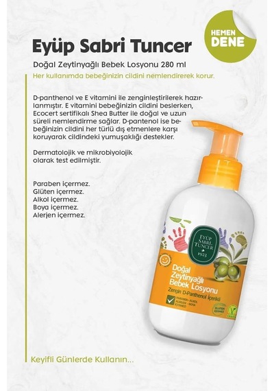 Eyüp Sabri Tuncer Doğal Zeytinyağlı Bebek Şampuanı 600 Ml Beyaz