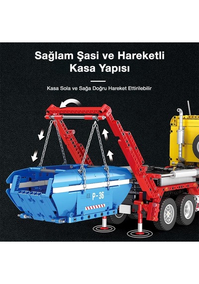 Reobrix Technic 22016 Çöp Yükleme Kamyonu Ship Loading Truck Kumanda&motor Yaratıcı Yapı Blok Seti Building Blocks - 1918 Parça