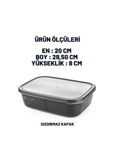 Adet 4 Bölmeli Süzgeçli Sızdırmaz Saklama Kabı- Zeytinlik Turşuluk Organizer 3 2 Litre Diğer