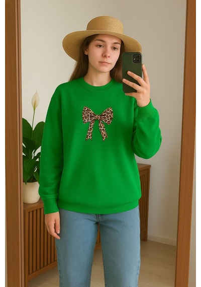 Benroma 3 İplik Penye Kurdela Baskılı Unisex Sweatshırt Çok Renkli