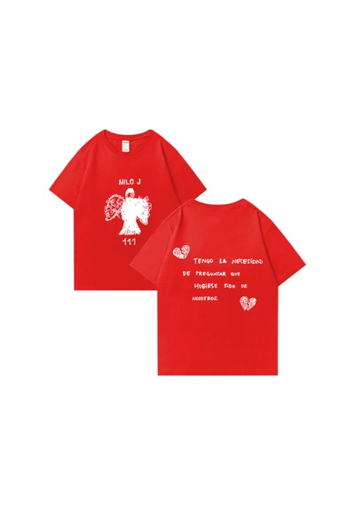 Flood Of Style Rapçi Milo J T Shirt 111 Albümü Merch Baskı T-shirt Erkekler Kadınlar Saf Moda Kalça Hopt-shi Kırmızı