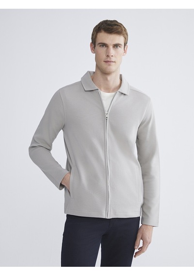 Lcwaıkıkı Classic Gri Standart Kalıp Polo Yaka Erkek Fermuarlı Sweatshirt
